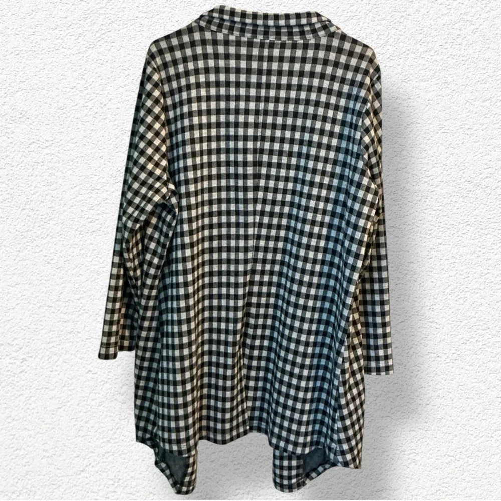 🌺LULAROE LONG BLACK-WHITE CHECKED FRONT POCKETS OPEN CARDIGAN